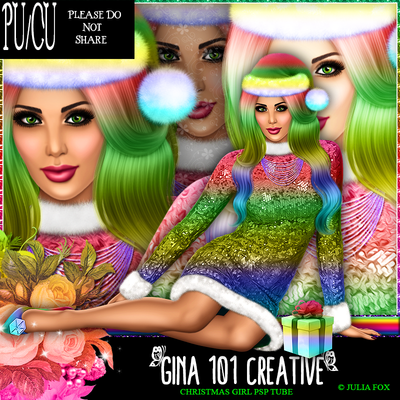 CU/PU Julia Fox Christmas Girl Sweet Candy Colours PSP Tube - Click Image to Close